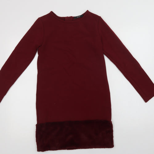 Relish Girls Purple  Viscose Pencil Dress  Size 12 Years  Crew Neck Zip