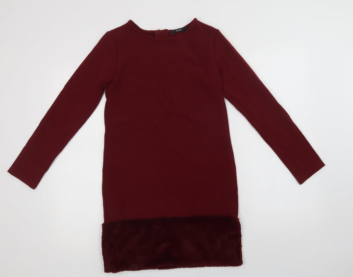 Relish Girls Purple  Viscose Pencil Dress  Size 12 Years  Crew Neck Zip