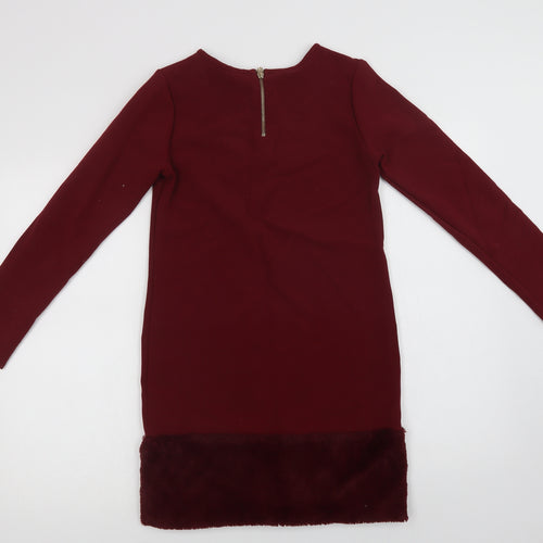 Relish Girls Purple  Viscose Pencil Dress  Size 12 Years  Crew Neck Zip