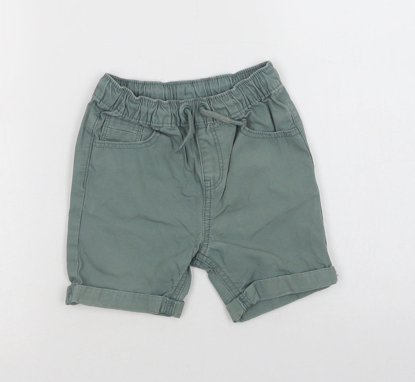 George Boys Green  Cotton Chino Shorts Size 4-5 Years  Regular Drawstring