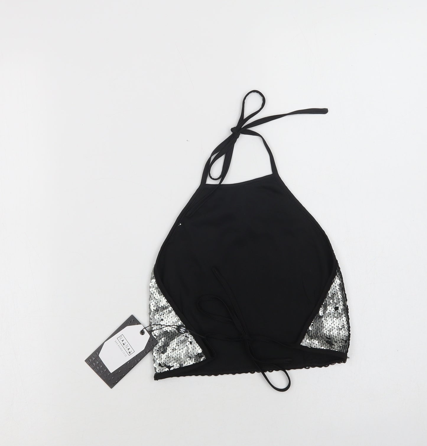 NaaNaa Womens Black  Polyester Cropped T-Shirt Size 6 Halter