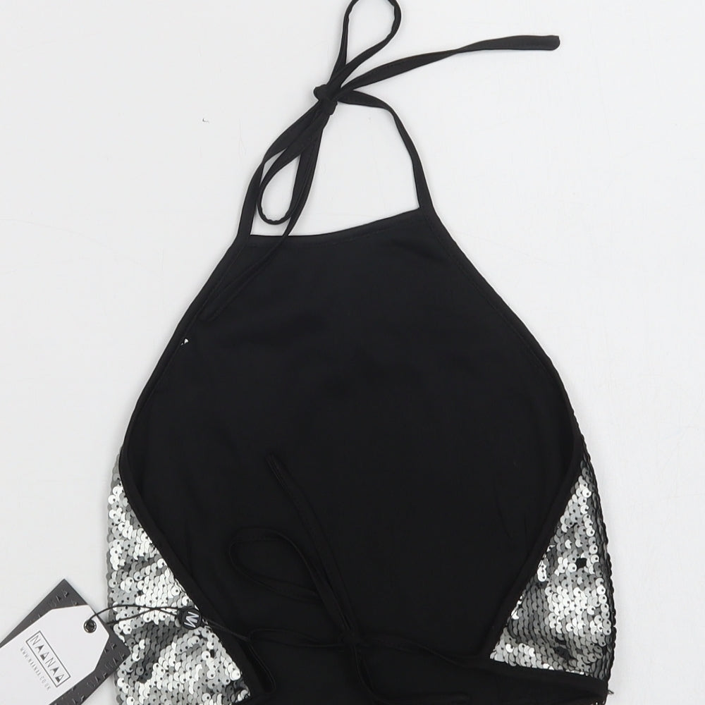 NaaNaa Womens Black  Polyester Cropped T-Shirt Size 6 Halter