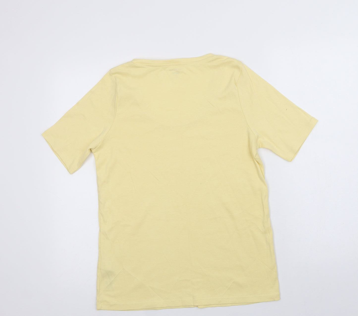 Marks and Spencer Womens Yellow  Cotton Basic T-Shirt Size 16 Scoop Neck