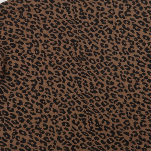 Gerard Womens Brown V-Neck Animal Print Polyester Pullover Jumper Size 14