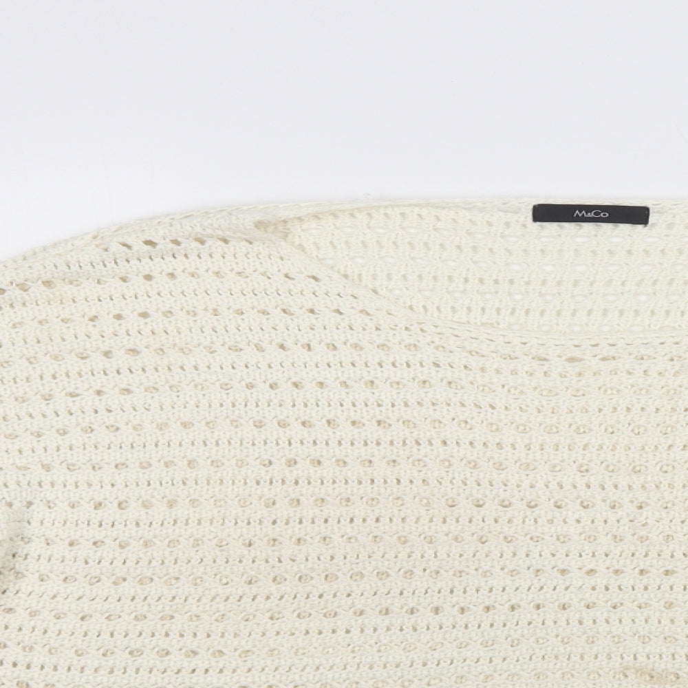 M & Co Womens Ivory Crew Neck  Acrylic Pullover Jumper Size 16