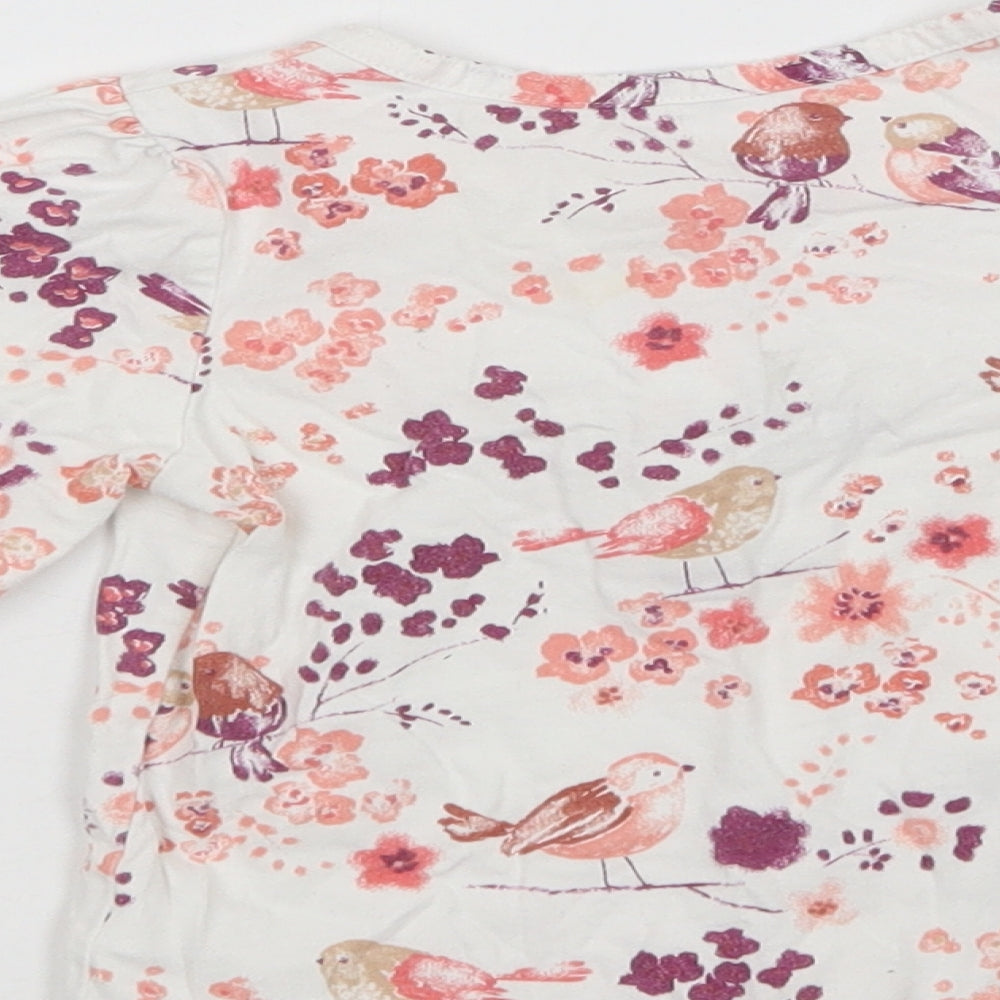 George Baby White Floral Cotton Basic Blouse Size 18-24 Months Crew Neck Button