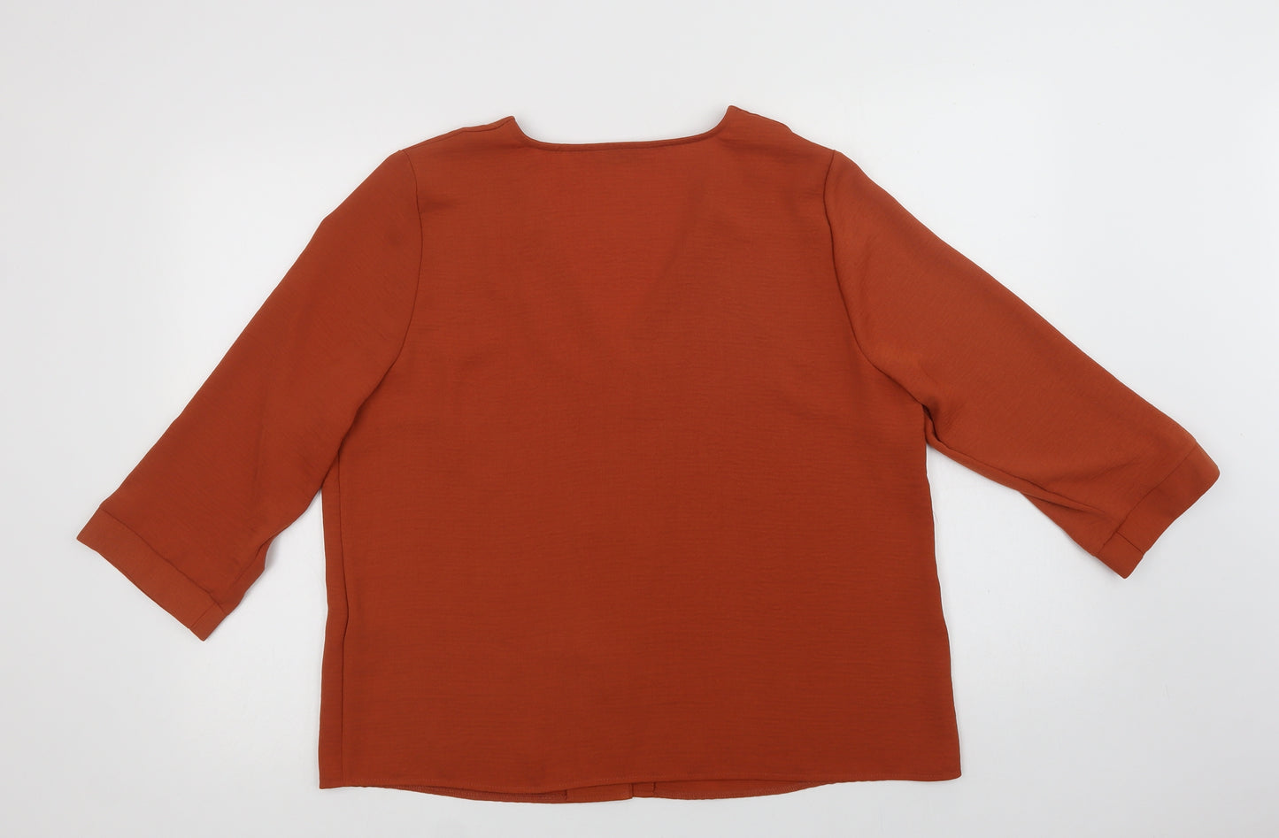 Papaya Womens Brown  Polyester Basic Blouse Size 16 V-Neck