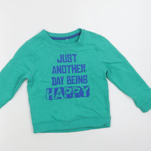 Mini Cl Girls Green  Cotton Pullover Sweatshirt Size 4-5 Years   - Happy