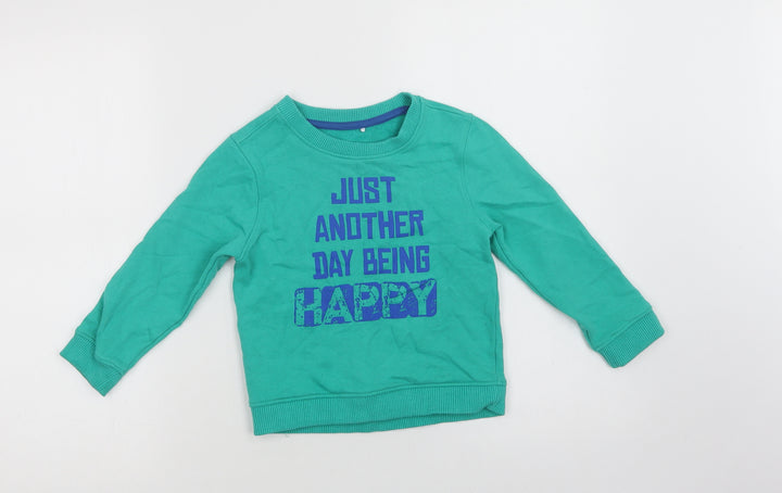 Mini Cl Girls Green Cotton Pullover Sweatshirt Size 4-5 Years - Happy
