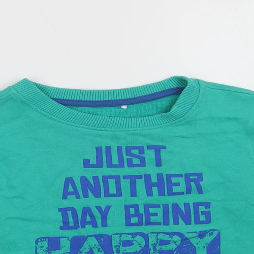 Mini Cl Girls Green  Cotton Pullover Sweatshirt Size 4-5 Years   - Happy
