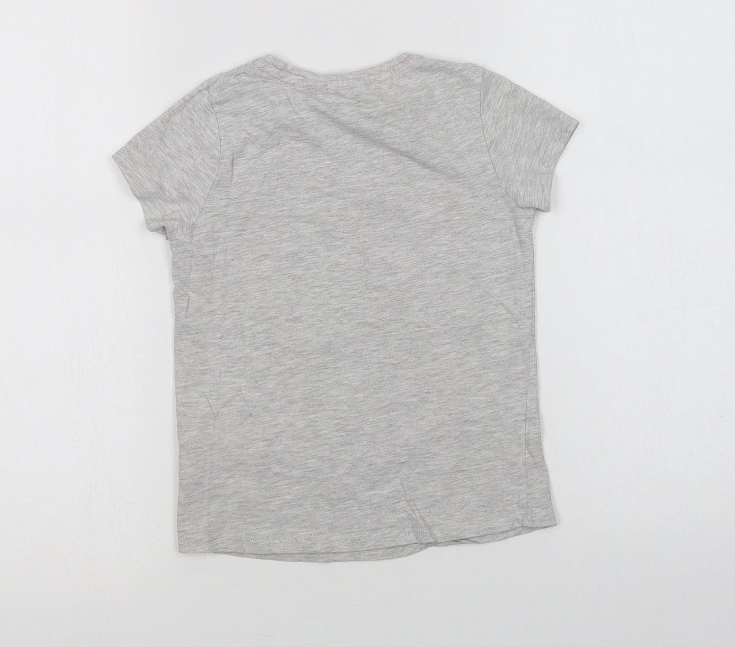 Pep & Co Girls Grey  Cotton Basic T-Shirt Size 6-7 Years Crew Neck  - Having Fun