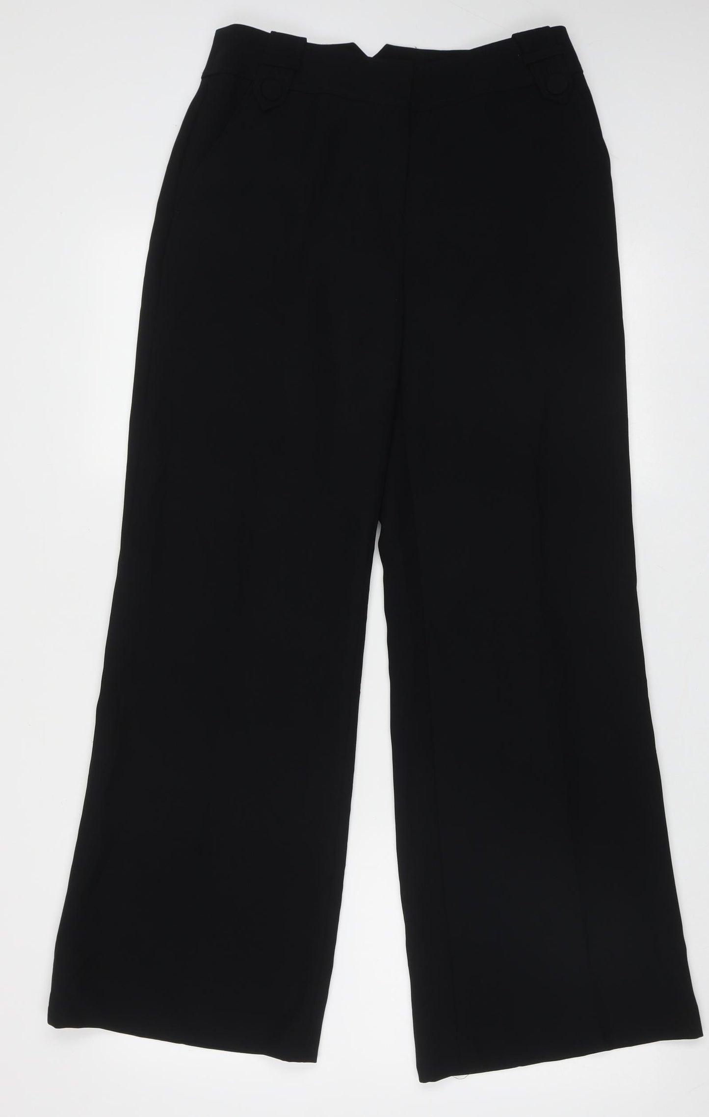 NEXT Womens Black  Polyester Trousers  Size 10 L30 in Regular Hook & Eye