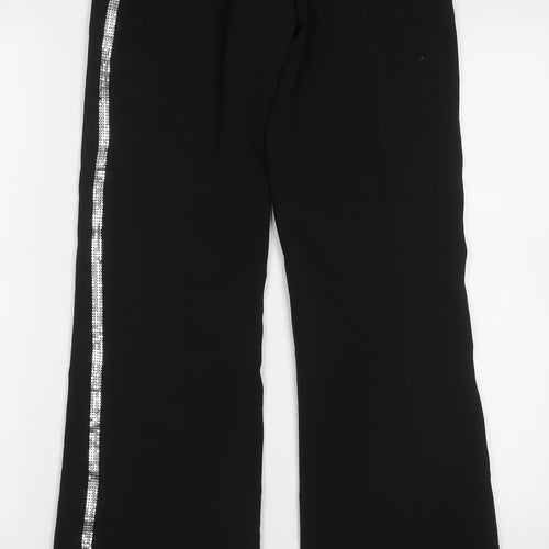 Dragon Womens Black  Polyester Trousers  Size 6 L30 in Regular Hook & Eye