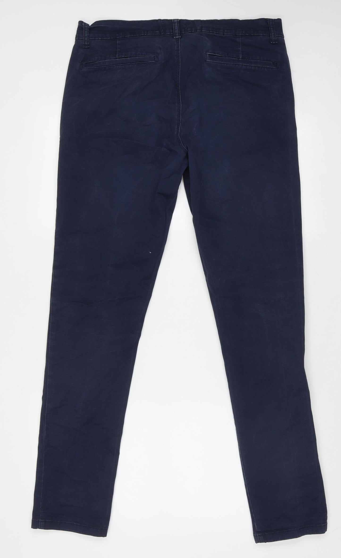 Topman Mens Blue  Cotton Capri Trousers Size 34 L32 in Regular Button