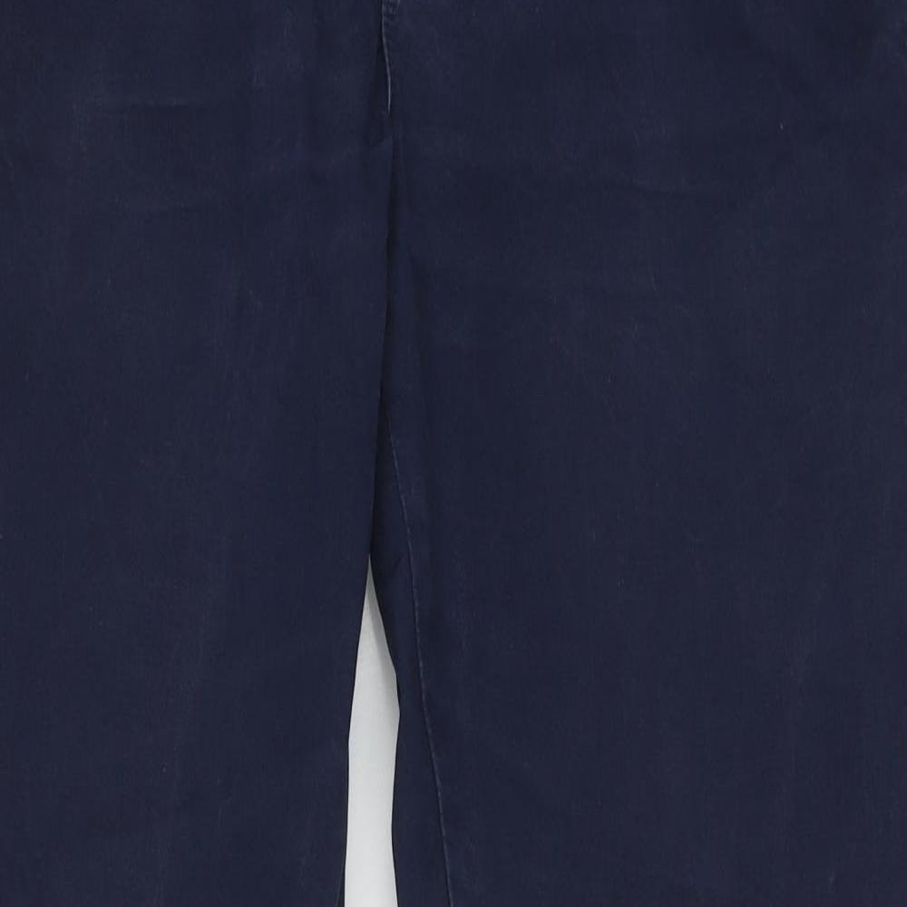 Topman Mens Blue  Cotton Capri Trousers Size 34 L32 in Regular Button