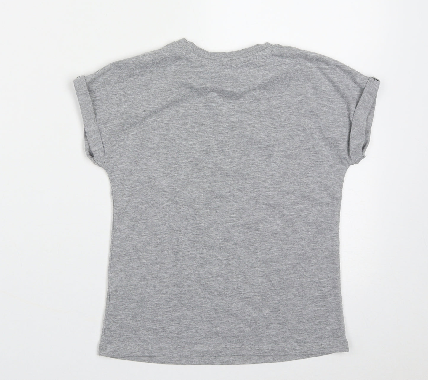 Outfit Girls Grey  Polyester Basic T-Shirt Size 5 Years Crew Neck Pullover - Fierce