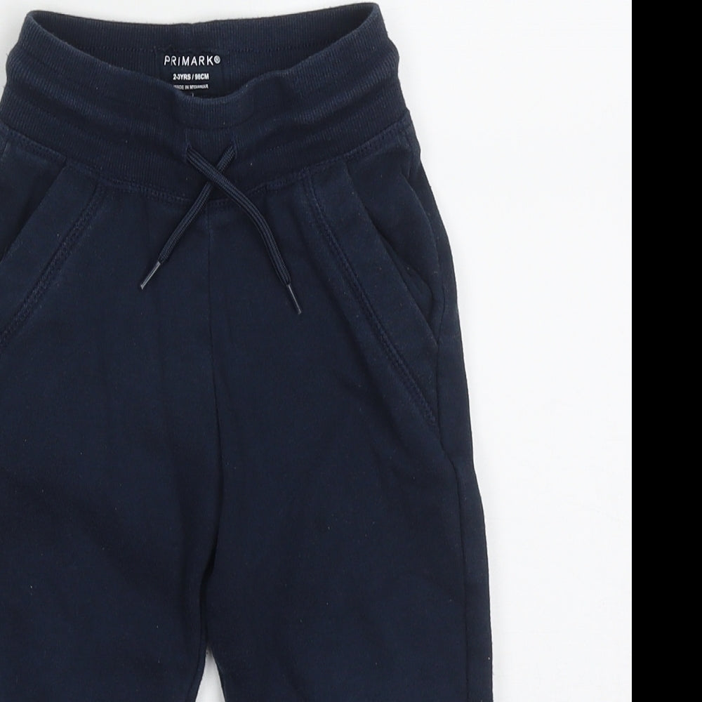 Primark Boys Blue  Cotton Jogger Trousers Size 2-3 Years  Regular Tie