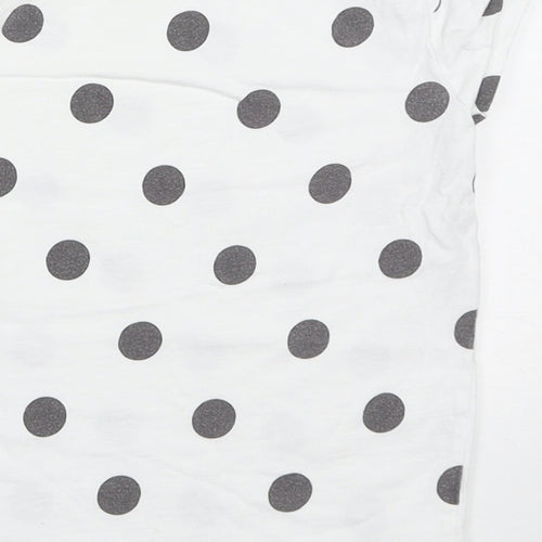 F&F Girls White Polka Dot Cotton Basic T-Shirt Size 4-5 Years Crew Neck Pullover