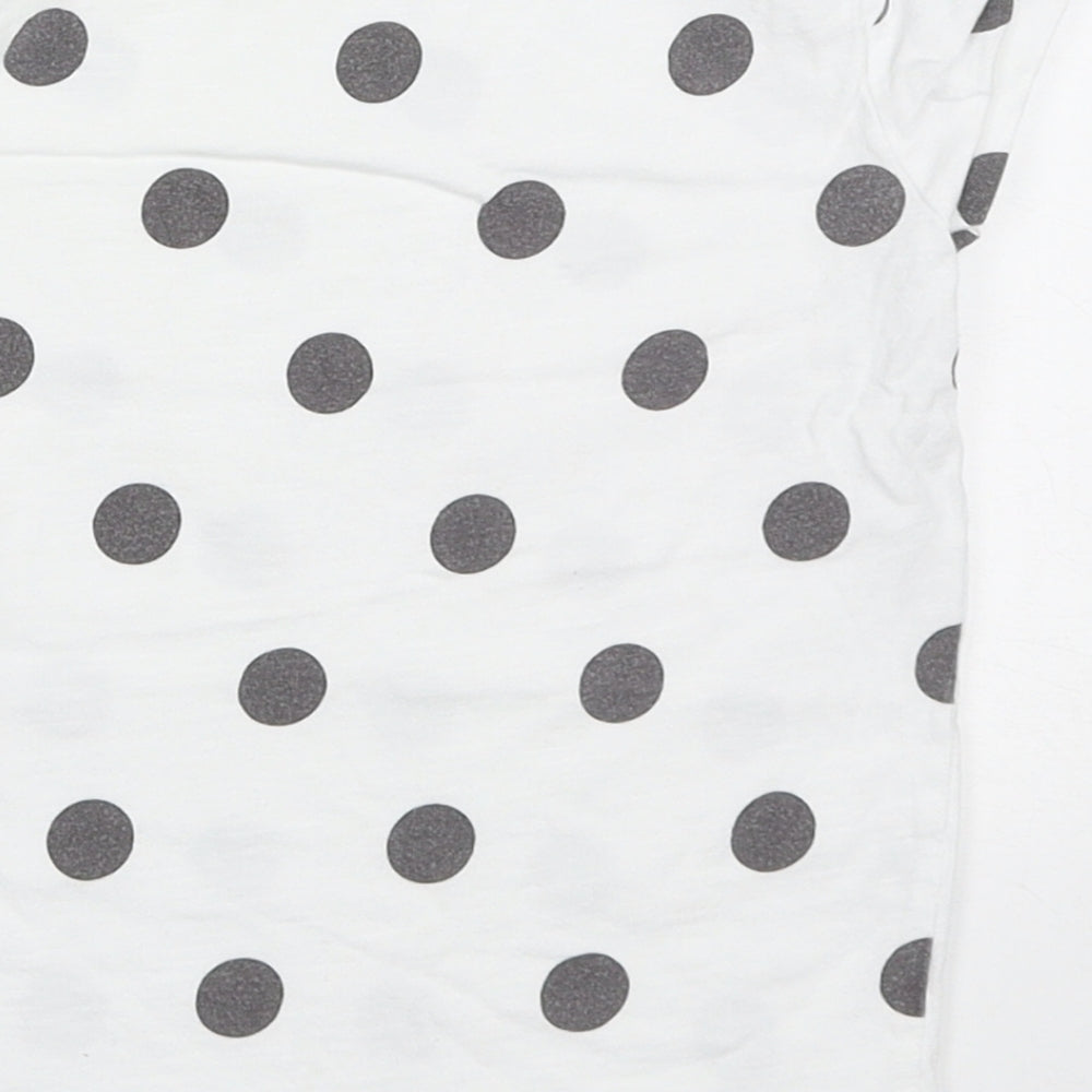 F&F Girls White Polka Dot Cotton Basic T-Shirt Size 4-5 Years Crew Neck Pullover