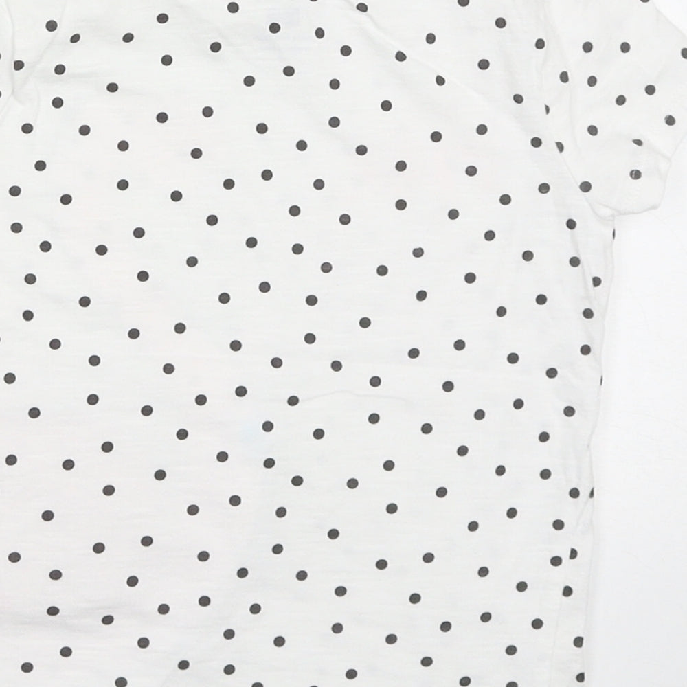 F&F Girls White Polka Dot Cotton Basic T-Shirt Size 4-5 Years Crew Neck Pullover - think pink
