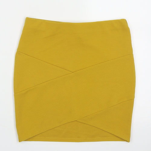 FOREVER 21 Womens Yellow  Polyester Wrap Skirt Size S