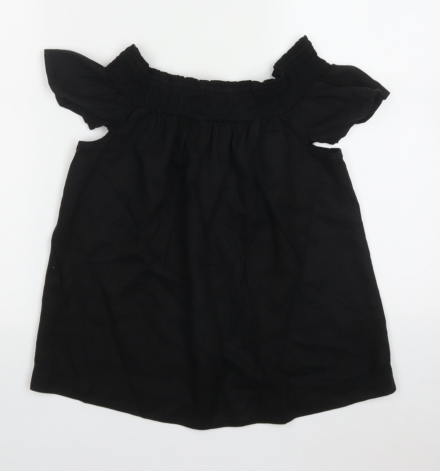 NEXT Womens Black  Lyocell Basic T-Shirt Size 8 Off the Shoulder