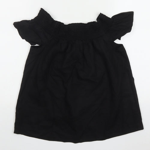 NEXT Womens Black  Lyocell Basic T-Shirt Size 8 Off the Shoulder