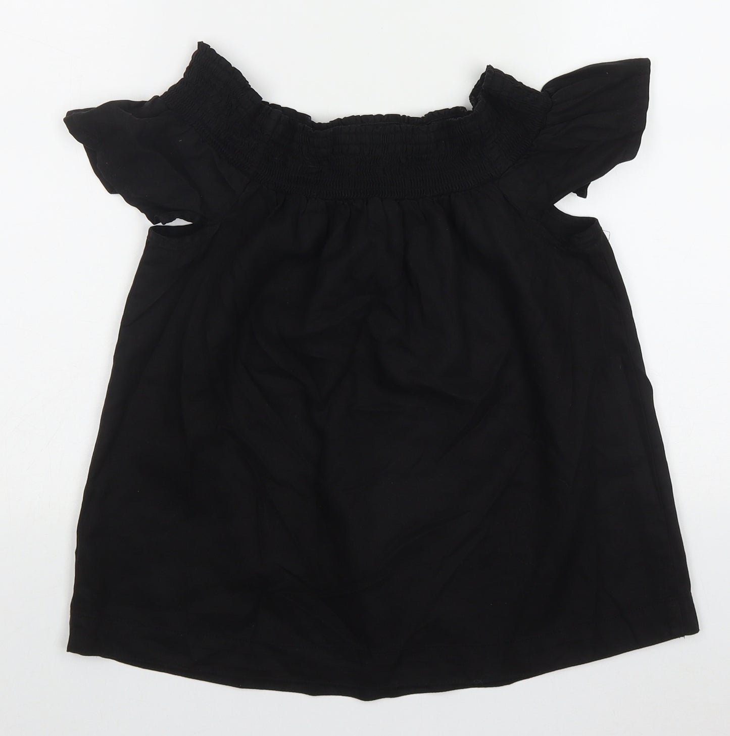 NEXT Womens Black  Lyocell Basic T-Shirt Size 8 Off the Shoulder
