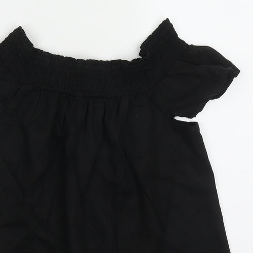 NEXT Womens Black  Lyocell Basic T-Shirt Size 8 Off the Shoulder