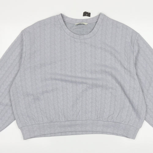 George Womens Grey Crew Neck Geometric Polyester Pullover Jumper Size 18