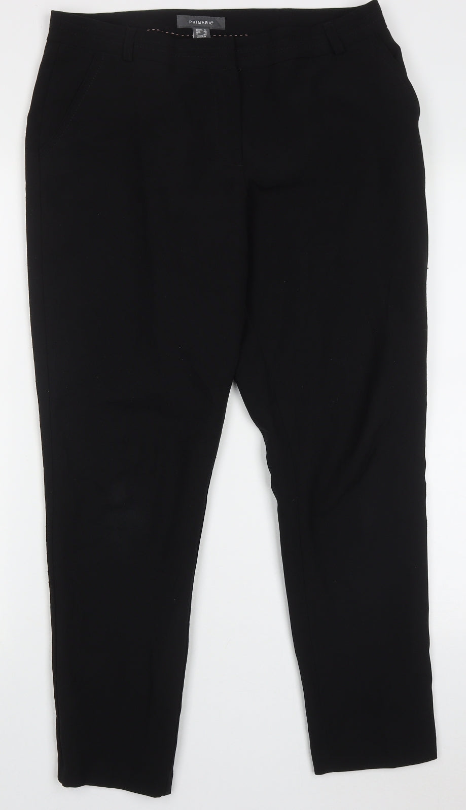 Primark Womens Black  Polyester Trousers  Size 12 L27 in Regular Hook & Eye