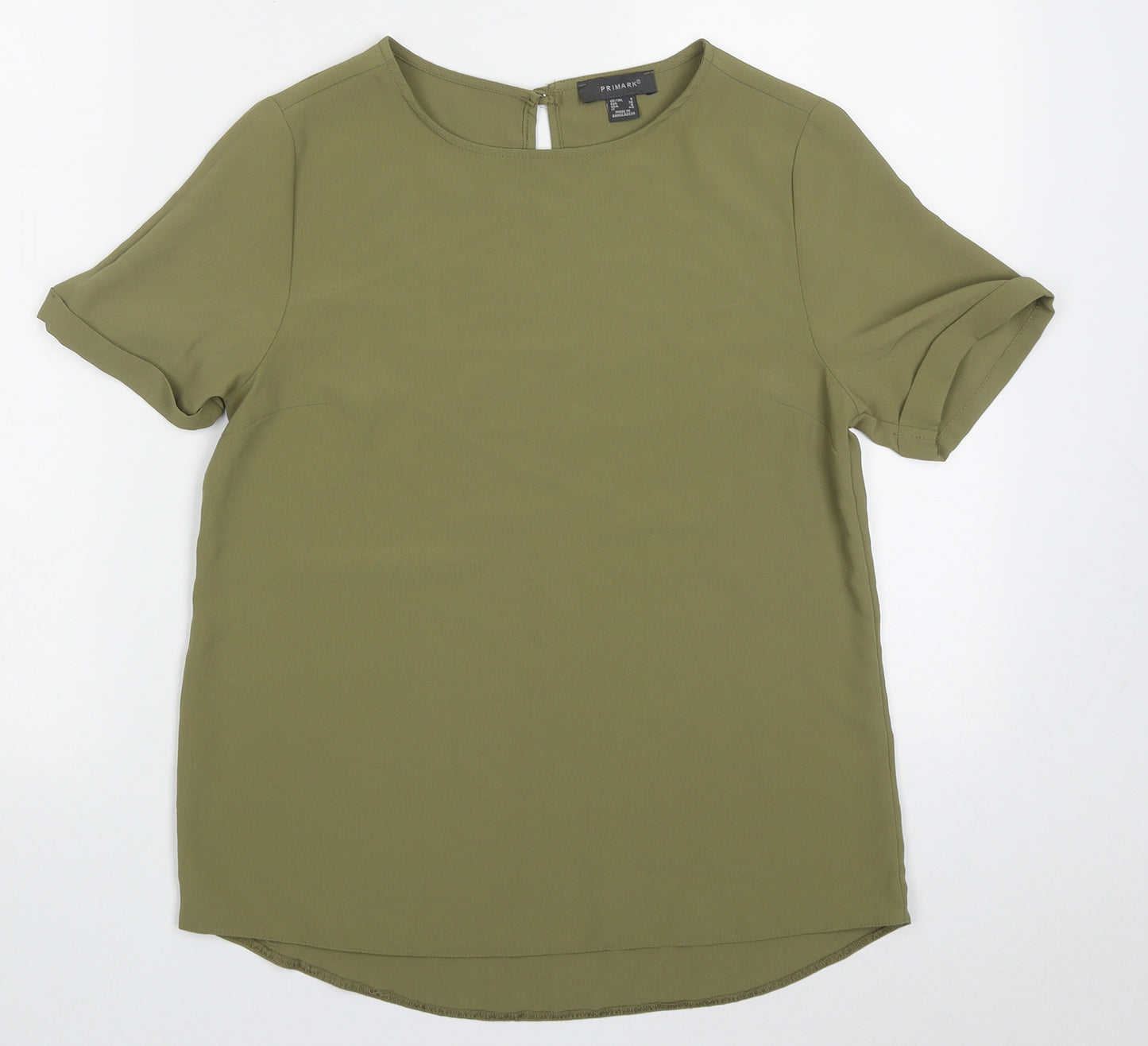 Primark Womens Green  Polyester Basic T-Shirt Size 8 Crew Neck