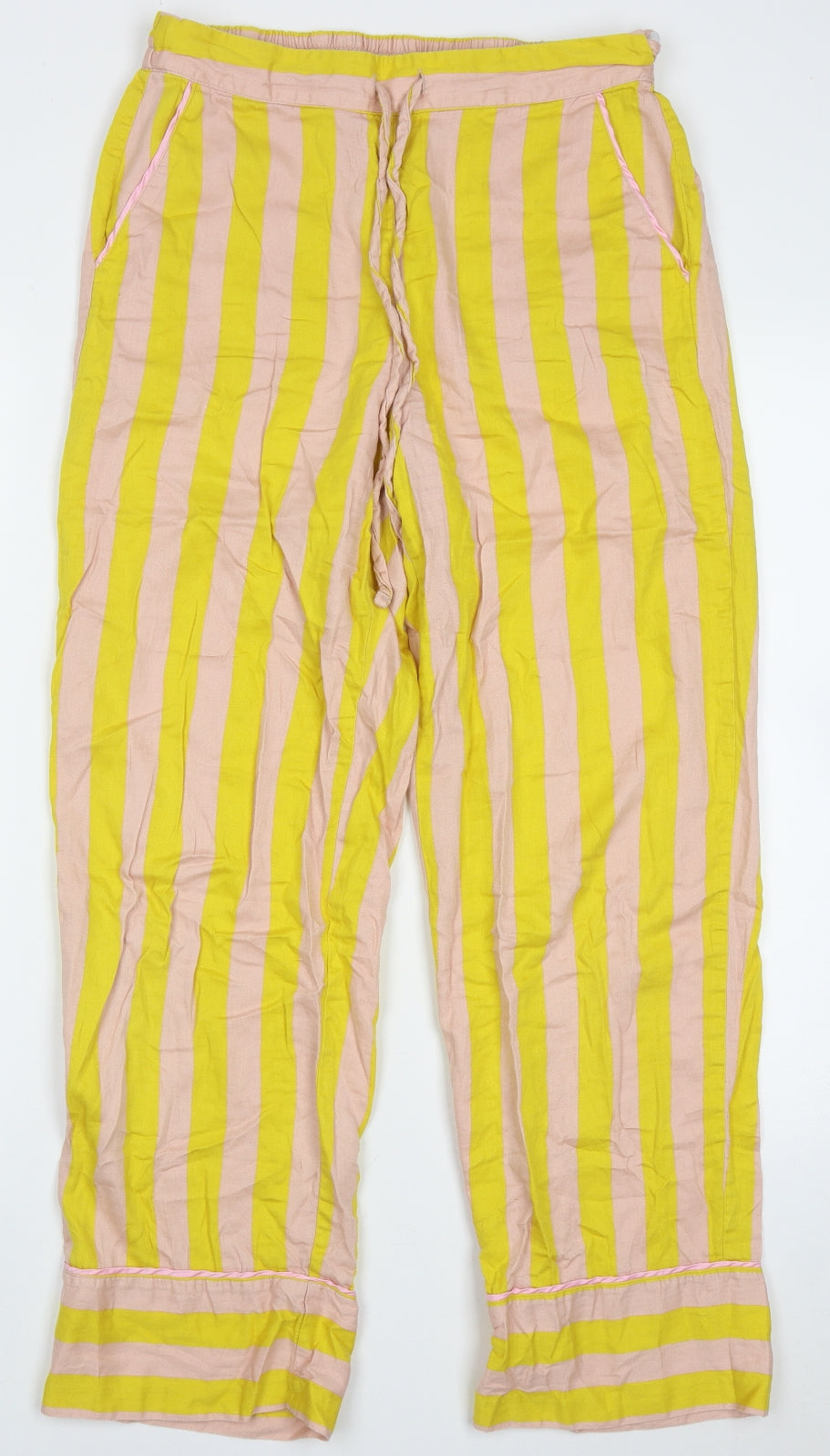 Boden Womens Yellow Striped Cotton Cami Pyjama Pants Size 12  Tie