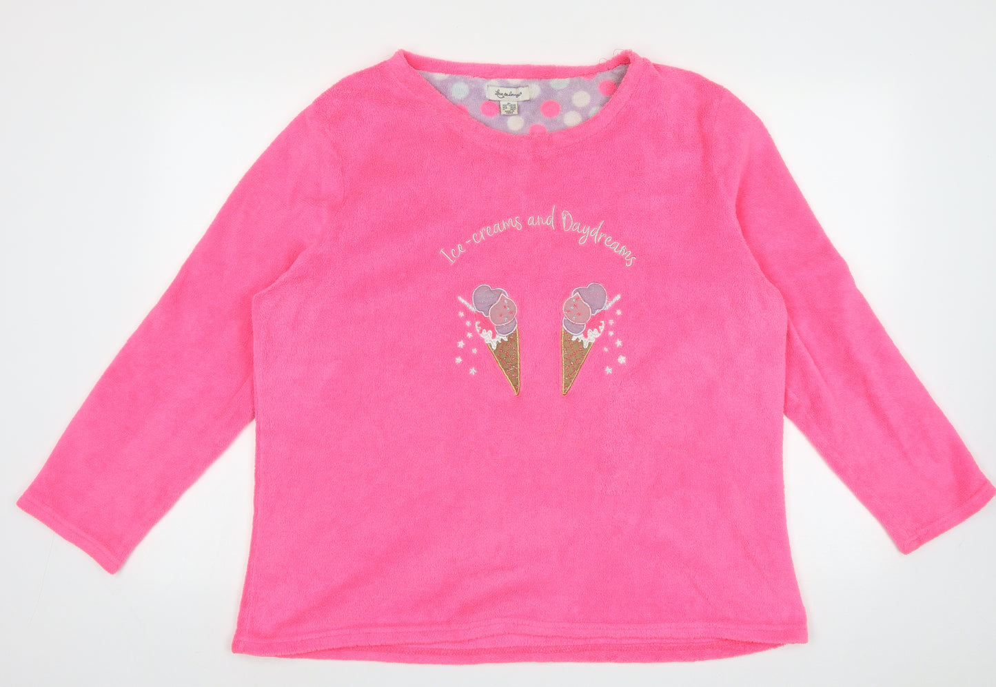 primrk Womens Pink  Polyester Cami Pyjama Top Size XL   - Ice cream & day dream
