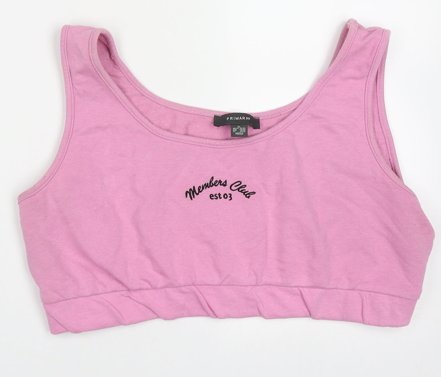 Primark Womens Pink  Cotton Cropped Tank Size XL Scoop Neck - members club