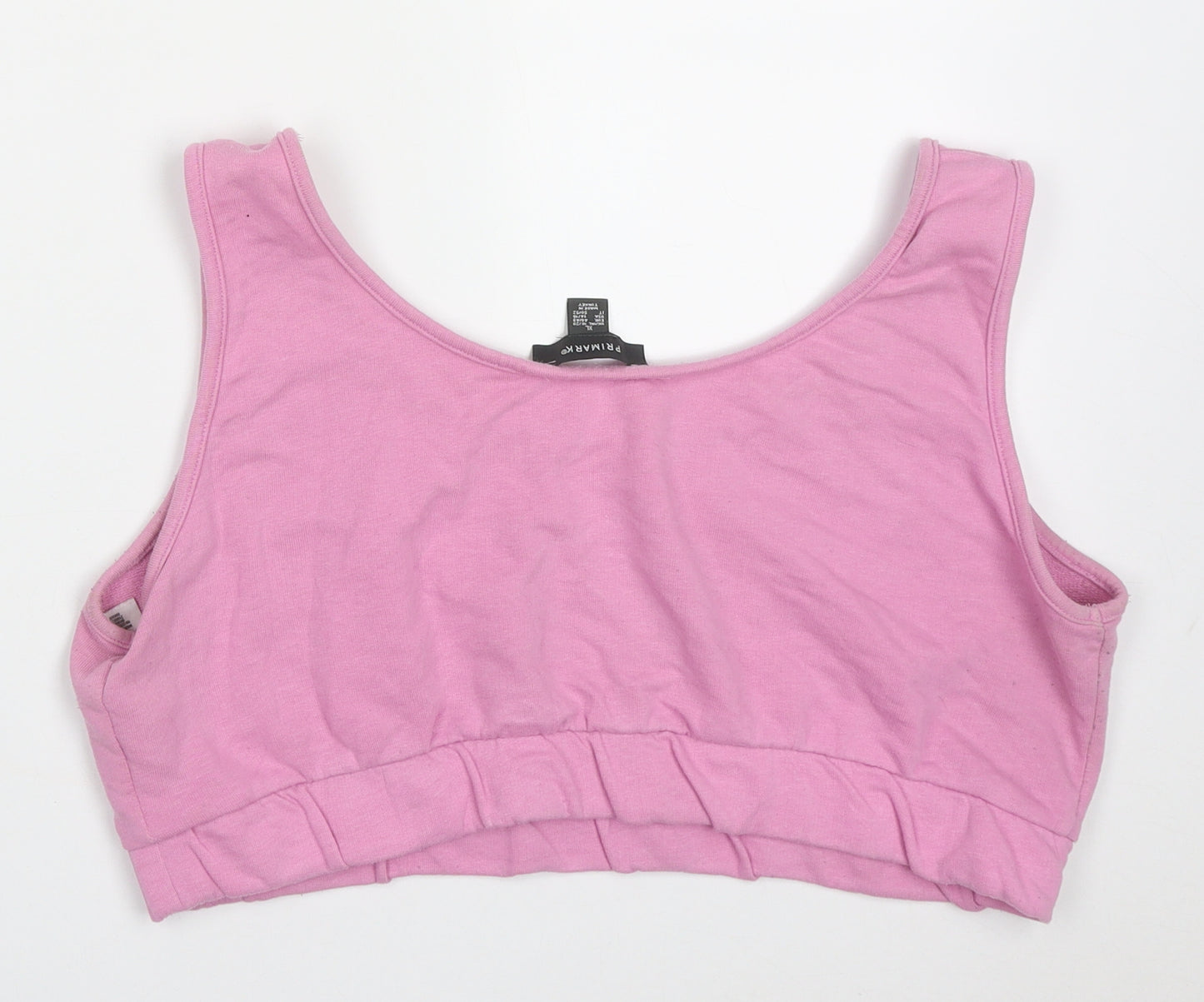 Primark Womens Pink  Cotton Cropped Tank Size XL Scoop Neck - members club