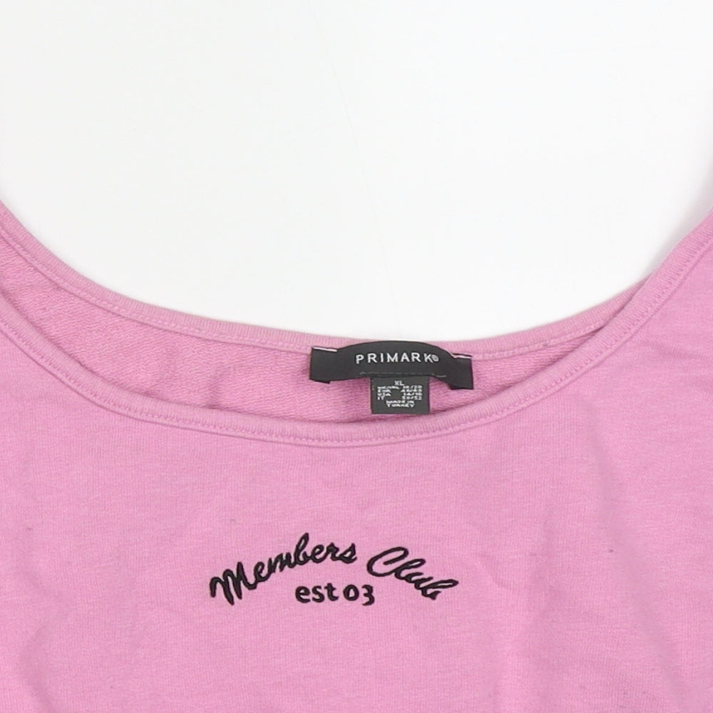 Primark Womens Pink  Cotton Cropped Tank Size XL Scoop Neck - members club