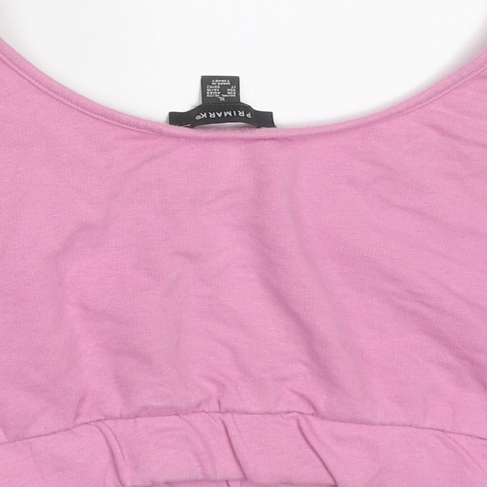 Primark Womens Pink  Cotton Cropped Tank Size XL Scoop Neck - members club