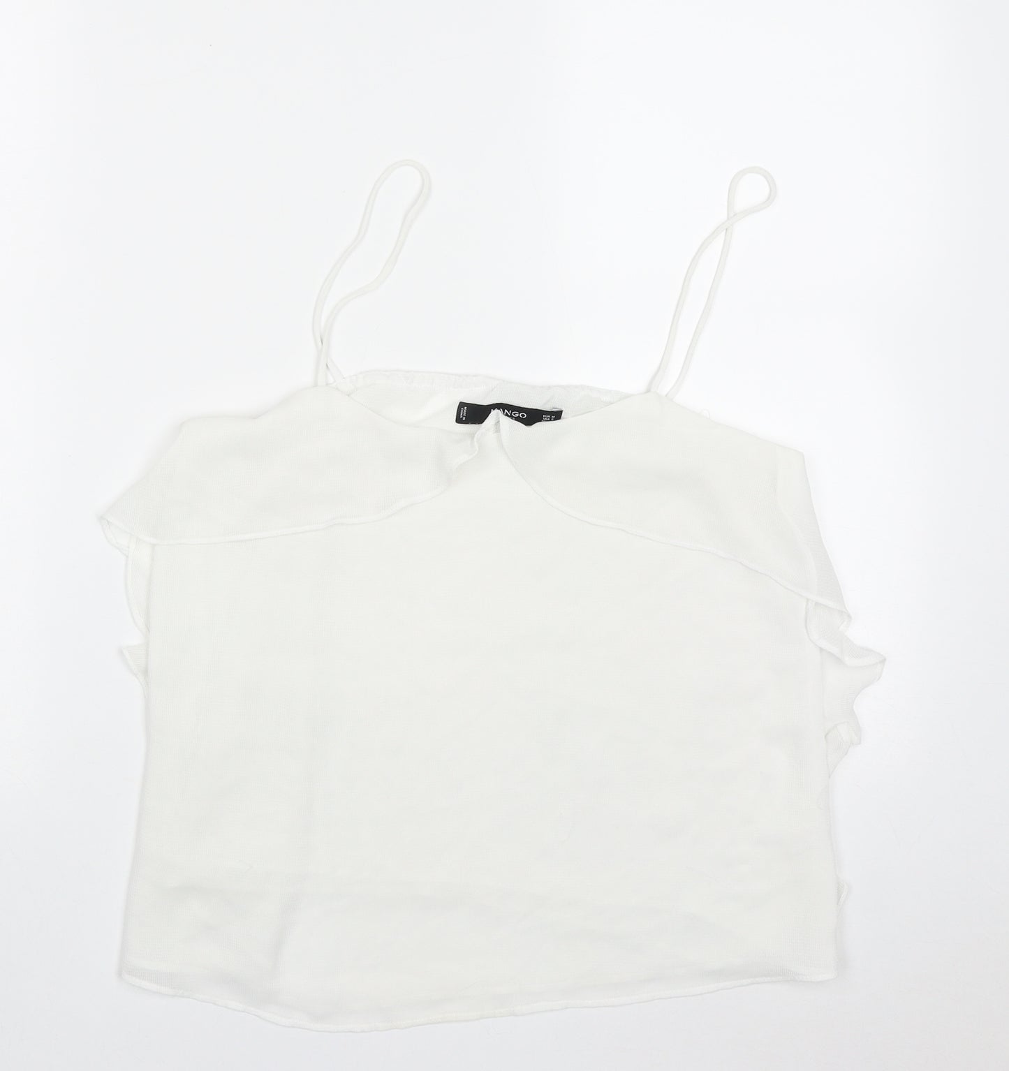 Mango Womens White  Polyester Basic Tank Size M V-Neck