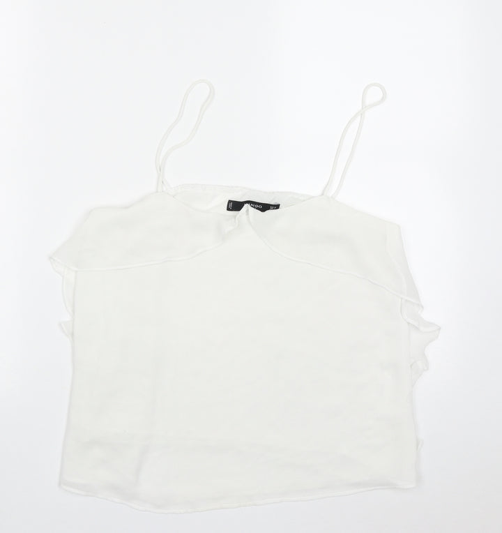 Mango Womens White  Polyester Basic Tank Size M V-Neck