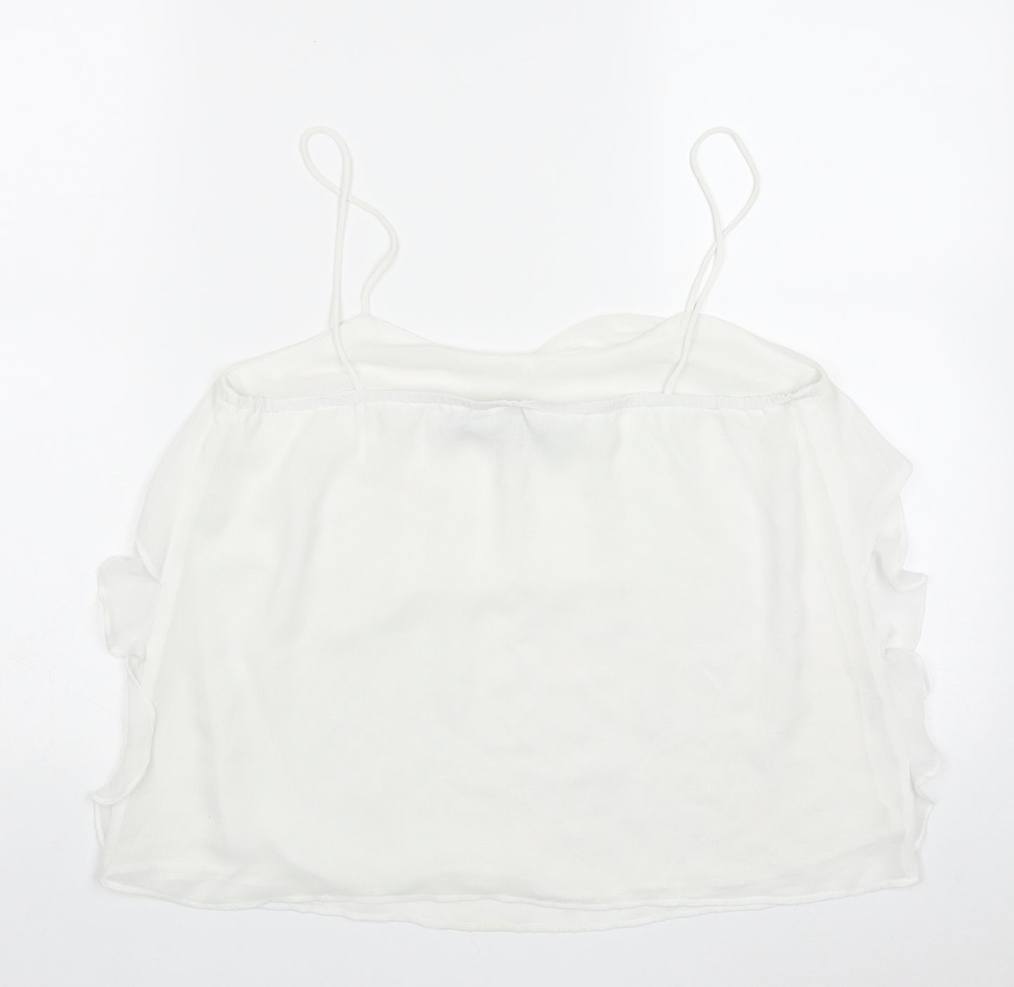 Mango Womens White  Polyester Basic Tank Size M V-Neck