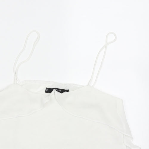 Mango Womens White  Polyester Basic Tank Size M V-Neck