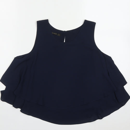 Zara Womens Blue  Polyester Basic Tank Size M Scoop Neck
