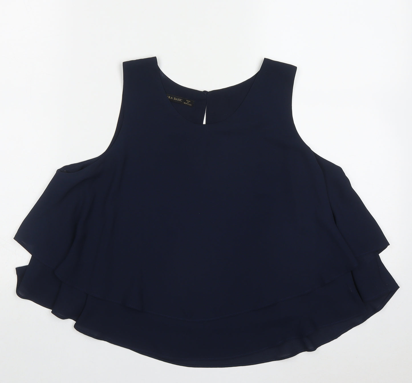 Zara Womens Blue  Polyester Basic Tank Size M Scoop Neck