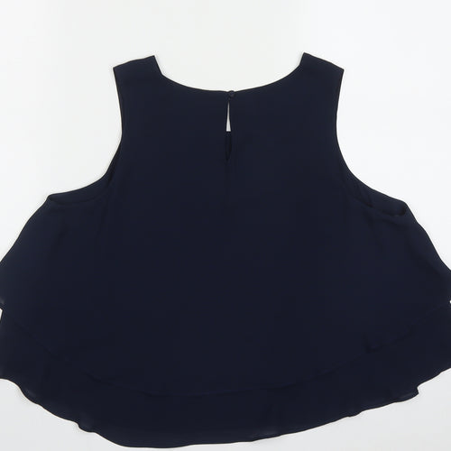 Zara Womens Blue  Polyester Basic Tank Size M Scoop Neck