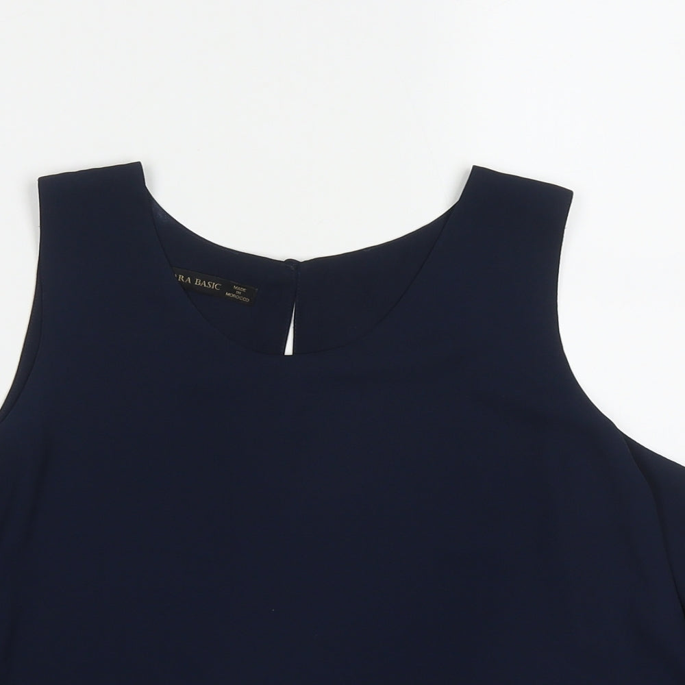 Zara Womens Blue  Polyester Basic Tank Size M Scoop Neck