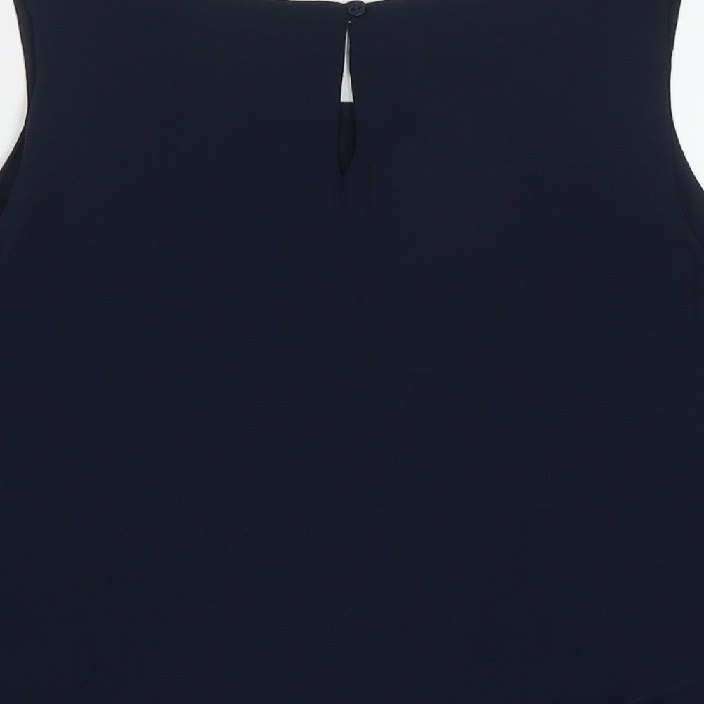 Zara Womens Blue  Polyester Basic Tank Size M Scoop Neck