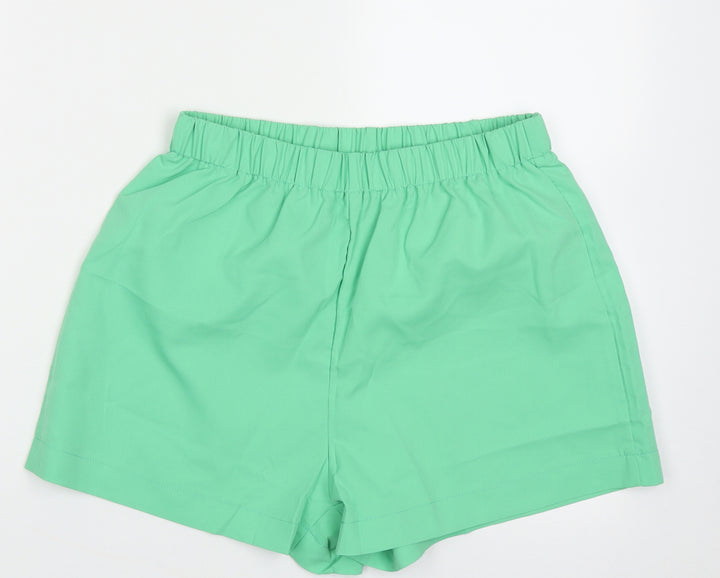 sherin Womens Green Polyester Paperbag Shorts Size M Regular Pull On