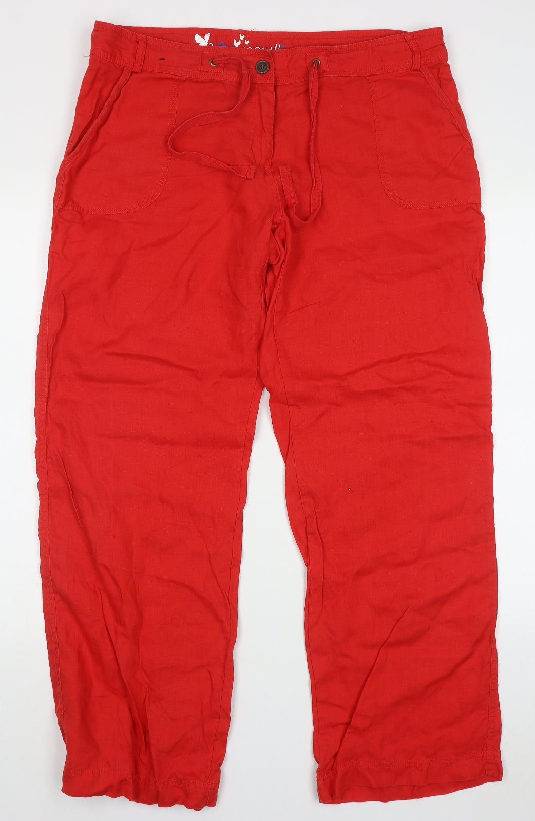 Atmosphere Womens Red  Linen Trousers  Size 16 L30 in Regular Button