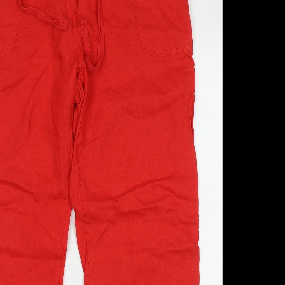 Atmosphere Womens Red  Linen Trousers  Size 16 L30 in Regular Button